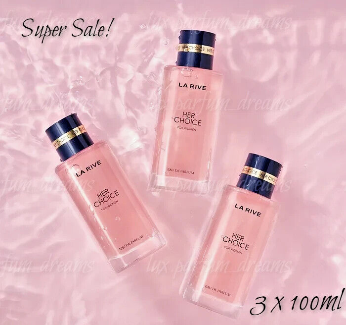 3x La Rive HER CHOICE Eau De Parfum For Her 100ml Light Floral Fruity  Notes