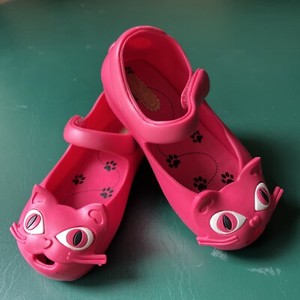 MELISSA My First Mini Mels Baby Pink Cat Mary Jane Flats Jelly Girls Size USA 7