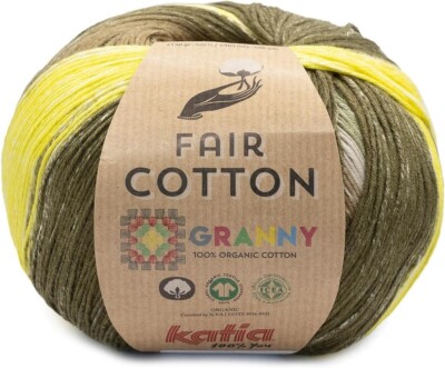 Katia ::Fair Cotton Granny #308:: 100% organic cotton Khaki-Yellow-Grey-Ecru