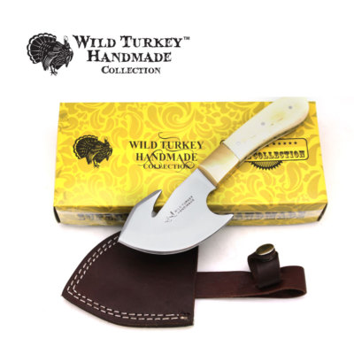 Wild Turkey Handmade Collection Full Tang Fixed Blade Gut Hook Skinner Knife 