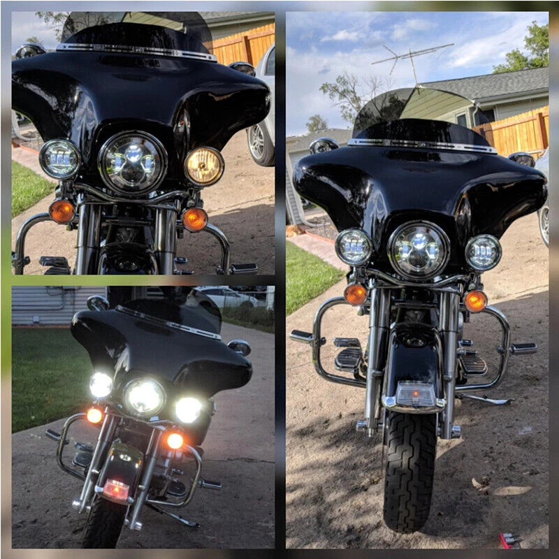 7" LED Projector Headlight + 4.5" Passing Lights Fit Harley Touring for Yamaha - Изображение 3 из 4