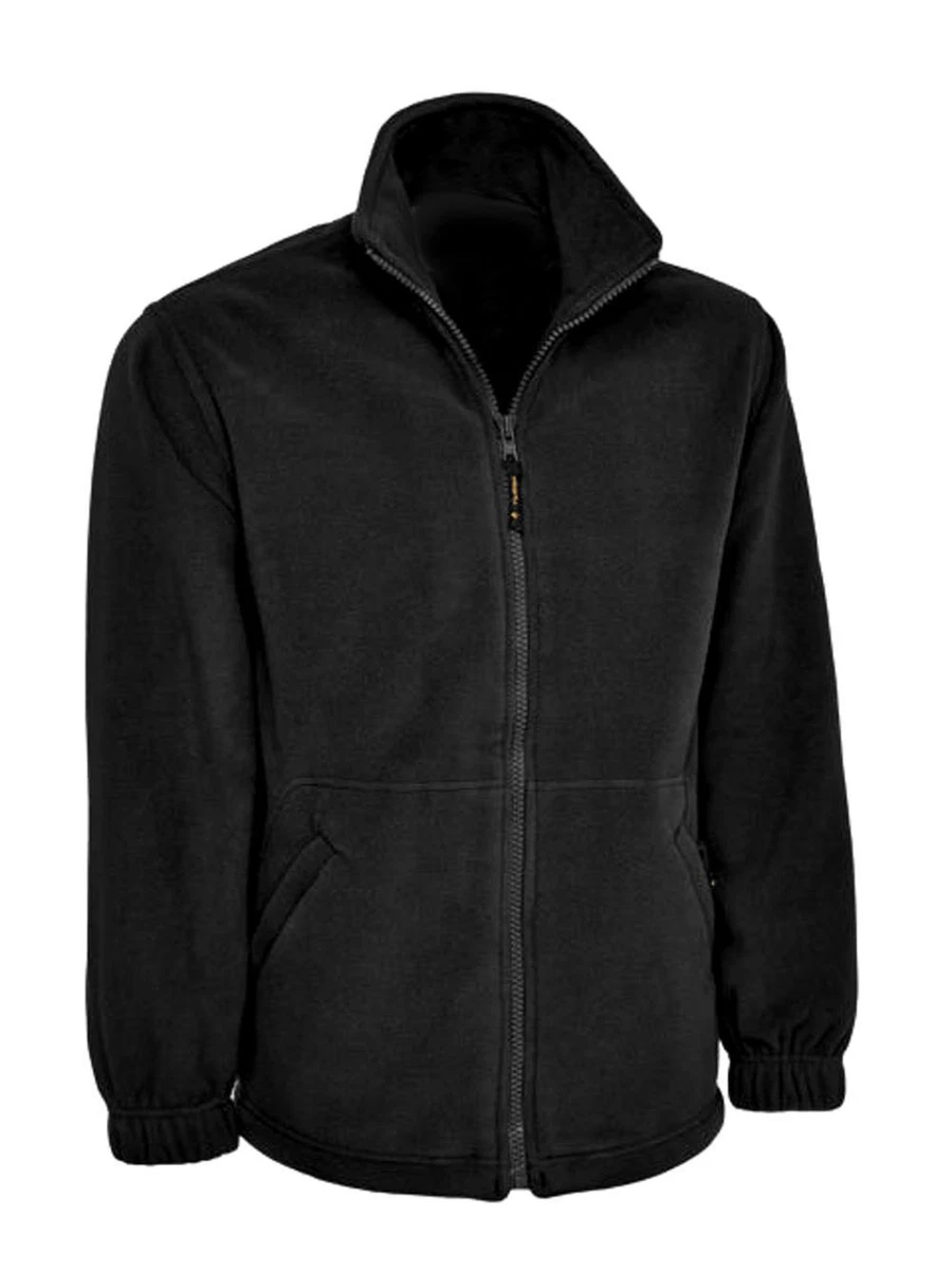Mens plain black fleece jacket sale