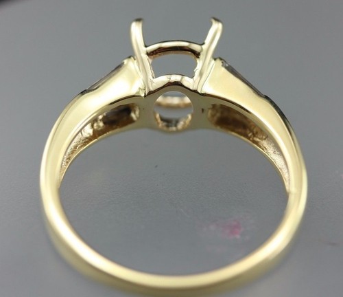 18k yellow gold engagement ring oval cushion semi mount baguette diamonds estate - Picture 7 of 7