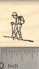 Hiker Rubber Stamp, Small Man backpacking A24217 WM