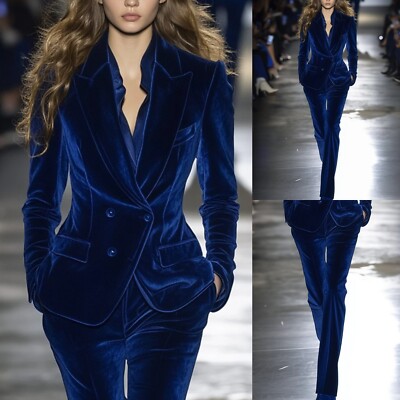 Party Wear Blue Velvet Trouser Suit Ladies Royal Blue Velvet Suit