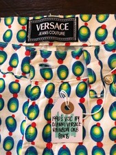 Gianni Versace Pants/Jeans Rainbow Orb Zip Cotton Front/Back Pockets Sz 34/48