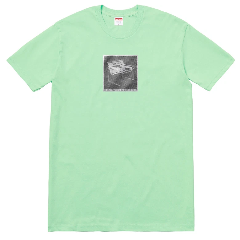 T shirt homme Supreme SS18 Chair Logo neuf avec étiquette SCELLÉ vert citron L DS AUTHENTIQUE