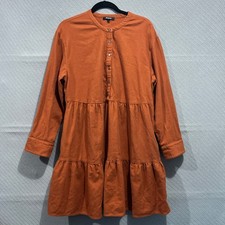 Madewell Mini Dress Womens XL Orange Rust Tiered 100% Cotton Peasant Cottagecore