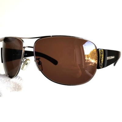 occhiali da sole PRADA SPR 52G sunglasses silver black brown frame y2k 1AP-3O1