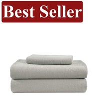Ultimate Comfort: Twin Cotton Flannel Sheets Set - 15'' Deep Pocket - Silver