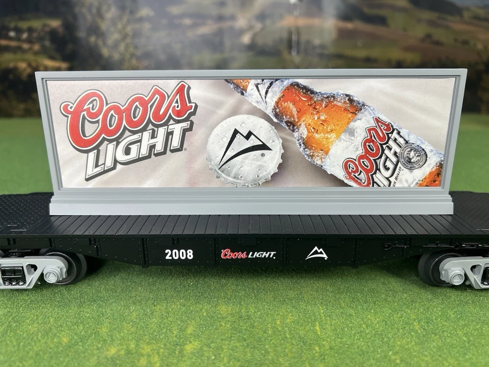 RAIL KING 30-76281 O-O27 COORS LIGHT FLAT CAR WITH BILLBOARD SILVER BULLET C-10 - Image 4 of 4