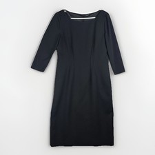 Elie Tahari Black Sheath Dress Womens M 3/4 Sleeve Lined Career Luxury