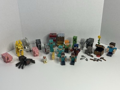 Minecraft Figure Lot 37 Total Pieces Chicken Cheetah Spider Mini Accessories