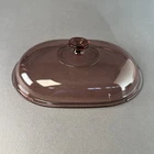 VTG PYREX Cranberry LID ONLY Roaster Casserole 4QT Oval V-34-C