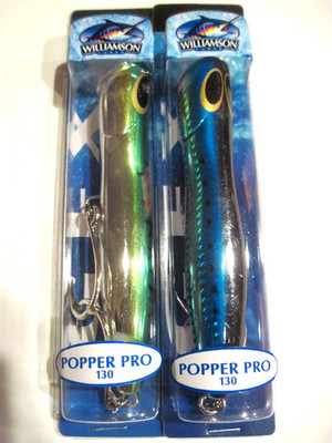 LOT OF 2! NEW WILLIAMSON LURES POPPER PRO 130MM PP130#BSR BLUE SARDINE / GREEN M