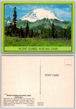 Vintage Mount Rainier National Park WA Plasticchrome Postcard Wildflowers