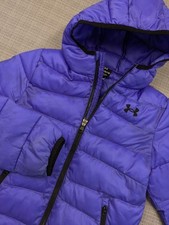 Under Armour Puffer Jacket Youth Medium Purple Hooded Full Zip Winter Coat