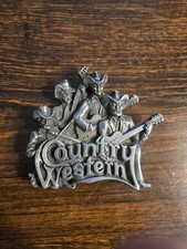 VINTAGE 1981 BERGAMOT COUNTRY WESTERN THEME METAL BELT BUCKLE  MADE IN USA 