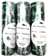 Zebra 4.3" x 243' Performance 5095 Resin Ribbons 05095GS11007 Genuine - 3 Rolls