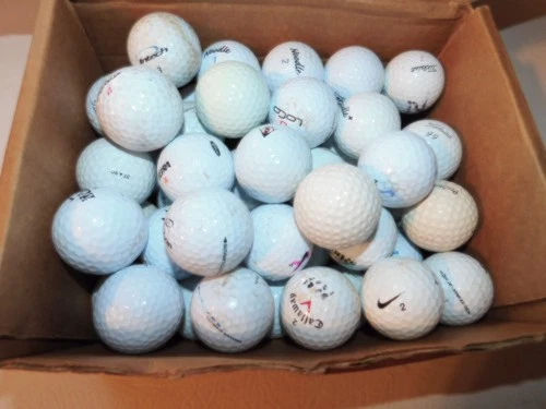 Lot of 50 Used Assorted White Golf Balls, Range Balls, Practice, Shag
