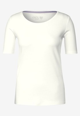 CECIL Basic Kurzarmshirt Lena in der Farbe Vanilla White