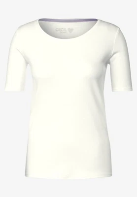 CECIL Basic Kurzarmshirt Lena in der Farbe Vanilla White - Bild 1 von 4