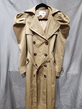 Fashion Nova Women's Double Breasted Puffed Shoulder Belted Trench Coat Size XS