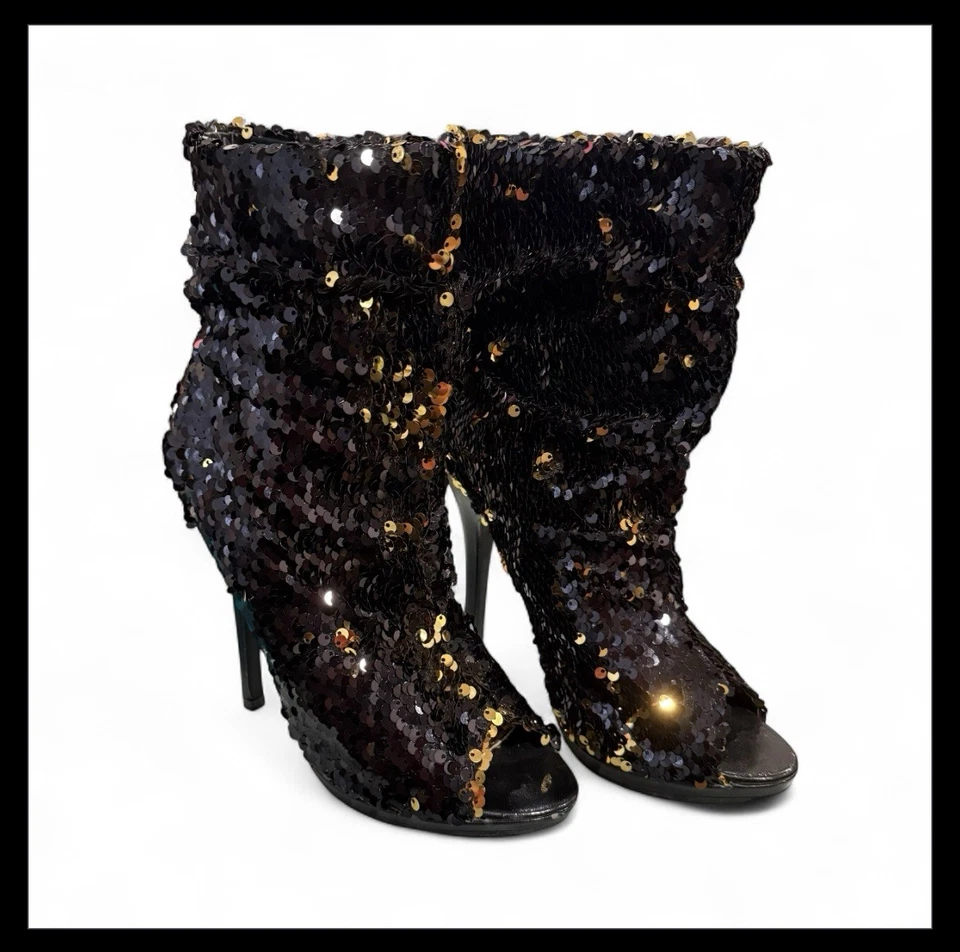 Botines Liliana negros/dorados con lentejuelas - para mujer talla 7 Foto 2 de 4