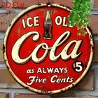Retro Cola Sign Metal Round 8 in Ice Old  Vintage Style  Man Cave Home Flat