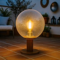 Stehlampe Sockellampe Wegeleuchte AußEnleuchte Garten Glas Kugel Holzoptik Alu