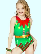 Destira "Gym Elf" Christmas Theme Gymnastics Leotard NWT Child XS 5-6