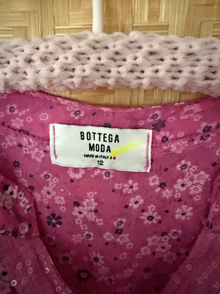 BOTTEGA MODA SIZE 12 PLUS MADE IN ITALY PINK FLORAL TUNIC - image 3 of 4