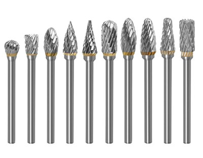Bestgle Hartmetall-Frässtifte Set 10-tlg. 1/8'' Schaft Doppelschnitt