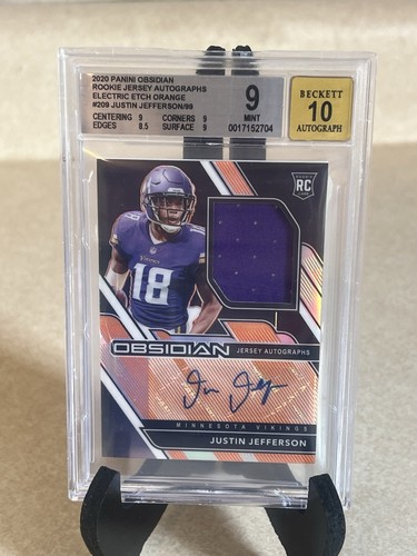 2020 Panini Obsidian Justin Jefferson Auto RC Patch Orange /99 BGS 9 Vikings