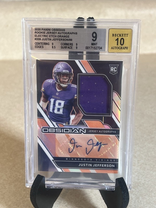 2020 Panini Obsidian Justin Jefferson Auto RC Patch Orange /99 BGS 9 Vikings