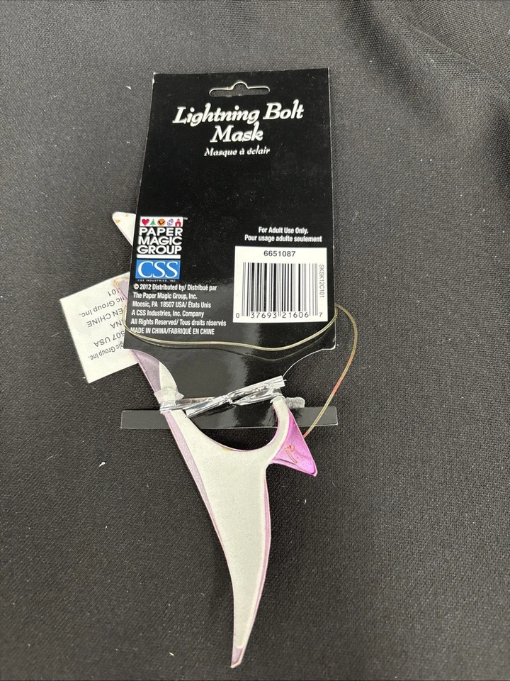 Hot Pink Lightning Bolt Mask Adult Halloween Accessory - Image 3 of 4