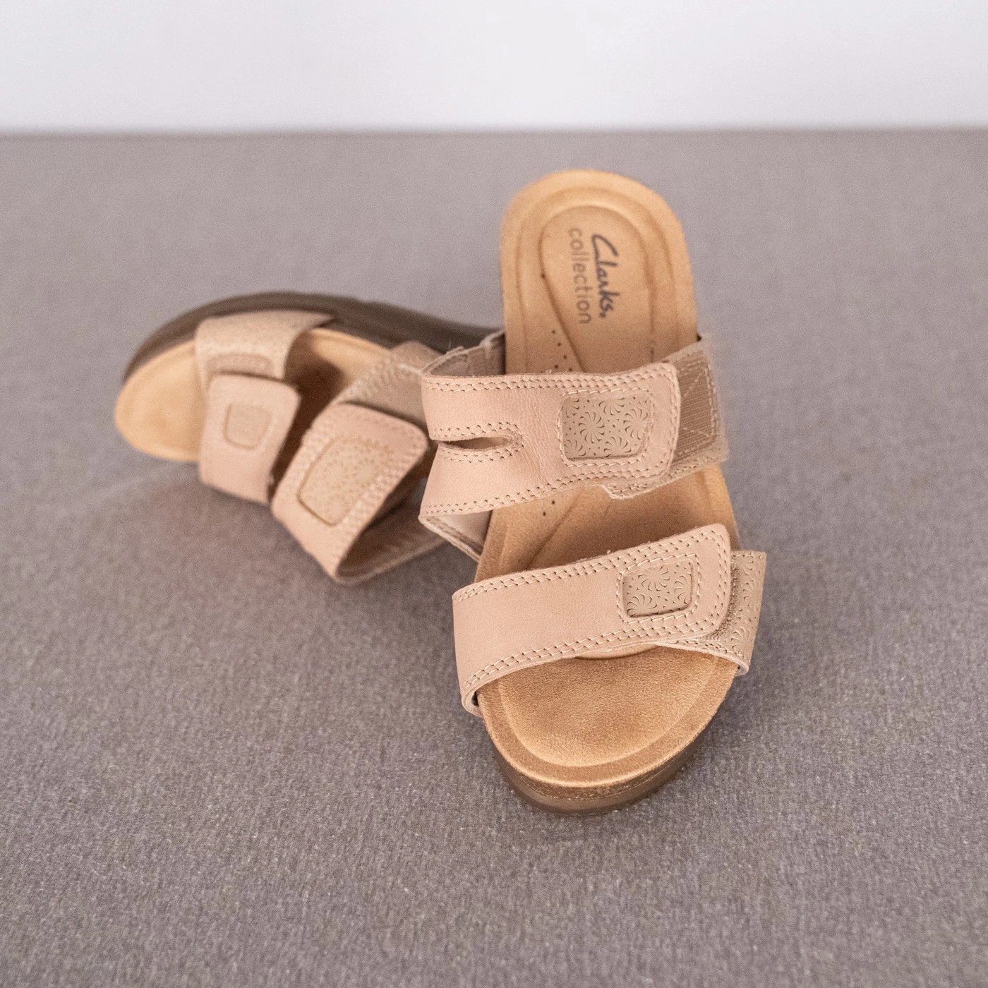 Clarks Collection Calenne Maye Sandalo Zeppa Sughero 6M Beige Taupe Comfort Casual