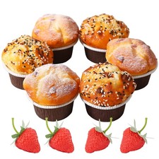 Fake Cupcakes Artificial Display Realistic Food Desserts Set C 6 Pack Pastry