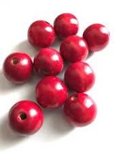 20 pcs 24mm Cherry Red Wood Beads Round Bead Jewelry Making Wooden Tool 6c