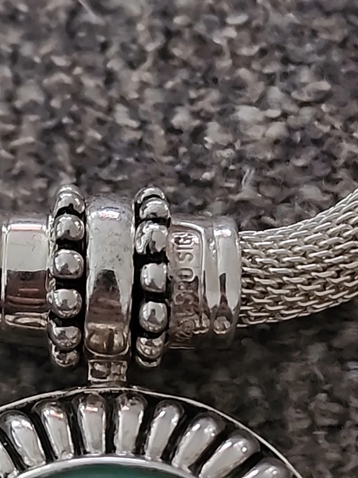 Vtg. Joseph Esposito ESPO Sig. Sterling Silver Snap On Turquoise Pendant Necklac - Image 4 of 4