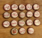 Lot of 18 Vintage Silver & Red Coke Bottle Caps with Cork Linings. One is Sprite