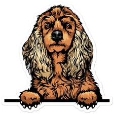 Peeking Cocker Spaniel - Vinyl Decal Sticker - Car Window Laptop - ebn11225