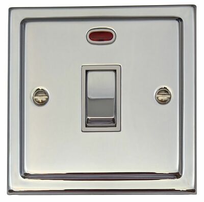 G&H TC226 Trimline Plate Polished Chrome 1 Gang 20 Amp Double Pole Switch & Neon