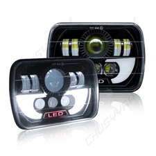Pair Full LED 5x7 7x6 H6054 Hi/Lo Sealed Beam Headlights Lamps For Chevy Express