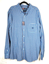 Chaps Plaid Shirt Mens Size XXL Teal Purple Cotton Long Sleeve Crest NEW NWT