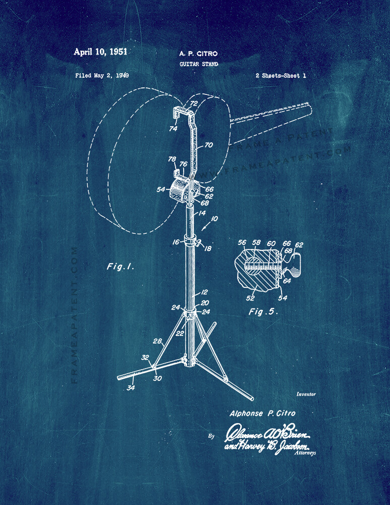 Guitar Stand Patent Print Midnight