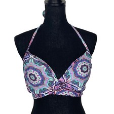 VICTORIAS SECRET Women The Wrap Halter Paisley Print Bikini Top SZ 34D MC Summer