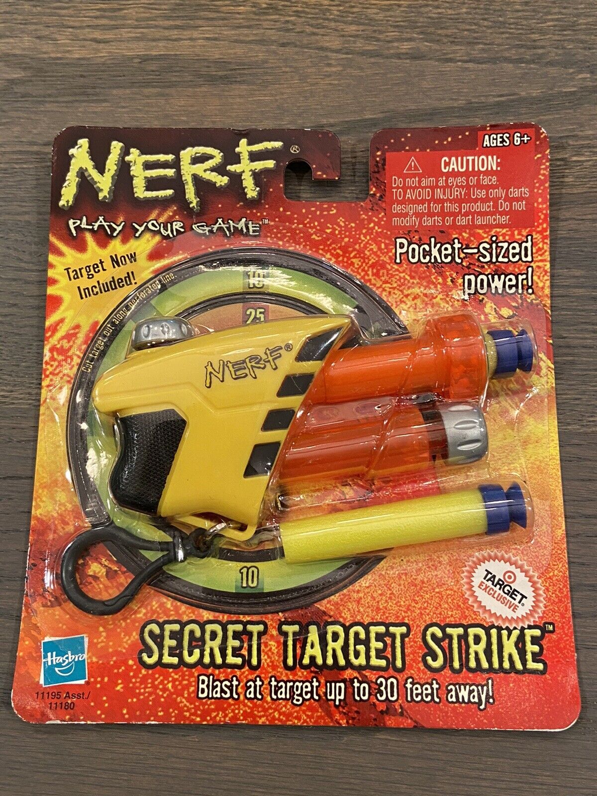 NERF N-STRIKE Secret Target Strike Pocket Dart Shooter On Key Chain - New Yellow