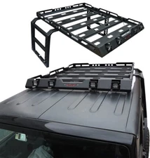 Vijay Roof Rack Cargo Luggage Carrier W/Lights&Ladder For 07-17 Jeep Wrangler JK