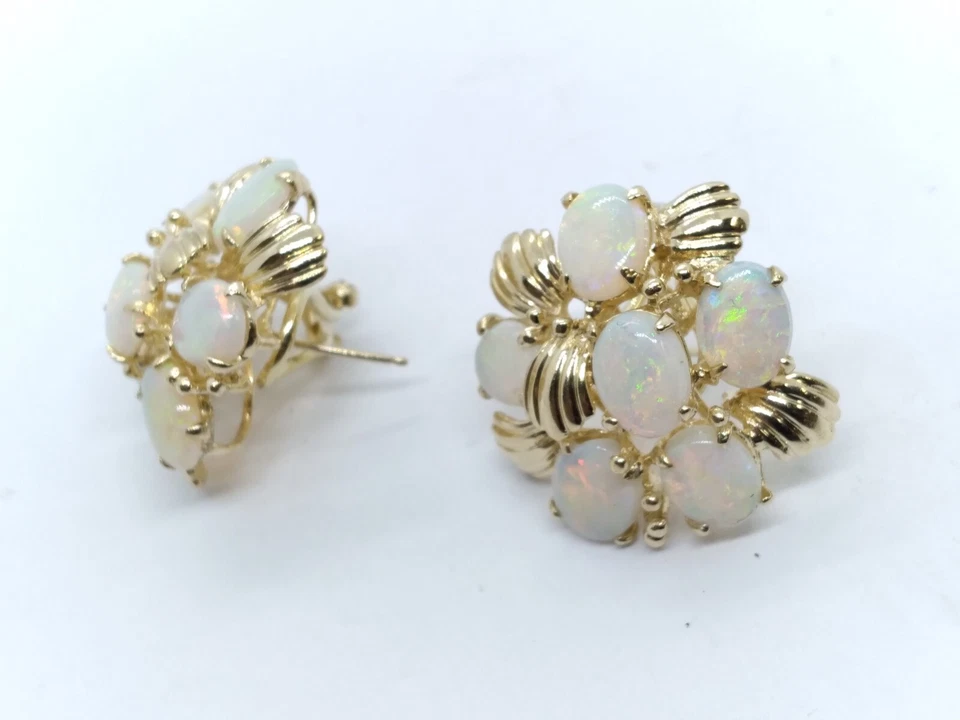 PENDIENTE ORO AMARILLO 14K ÓPALO NATURAL 8X6 Foto 3 de 4